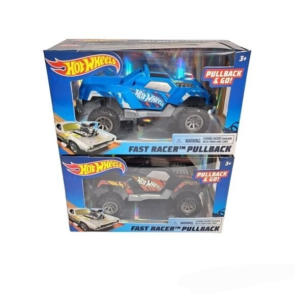 Hot Wheels Lot/2 Boys Pullback Racers Black & Blue Dawgzilla Cars