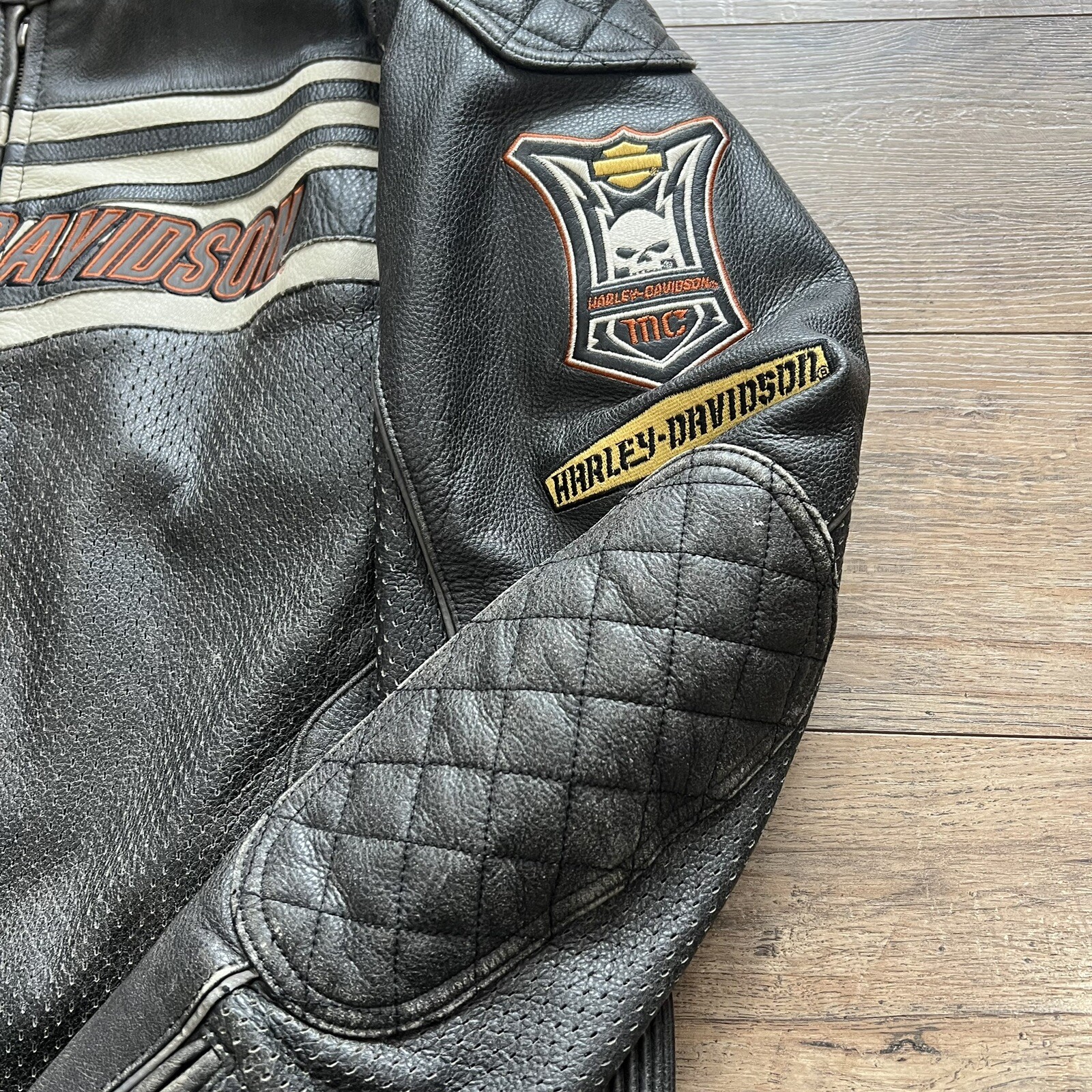 Rare Harley Davidson Men SPROCKET Leather Jacket XXL … Gem
