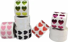 Heart Stickers | 0.5" Inch Wide Labels | 1,000 Pack | Pick One Color