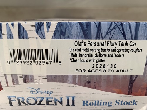 LIONEL OLAF’S PERSONAL FLURRY TANK CAR (DISNEY FROZEN II) 2028130! O GAUGE TRAIN - Picture 13 of 13