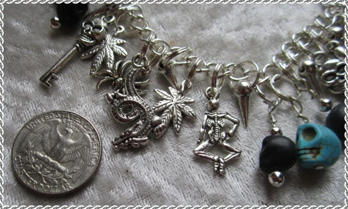 Turquoise and Black Howlite Skull Charm Bracelet  - Image 4 of 4