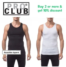 Lot 3 Pro Club Men's Cotton Ribbed A-Shirt Tank Top Undershirts Black White