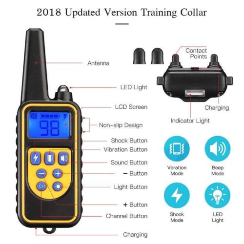 3 Dogs Waterproof Dog Electric Shock Training Bark Collars Rechargeable Remote - Picture 6 of 11