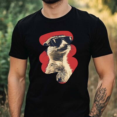 Men's Meerkat Glasses Print Cotton T-Shirt Size XS to 5XL