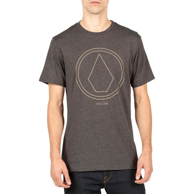 New Volcom Men's Pin Line Stone Tee Crew Neck Short Sleeve Cotton Heather Black