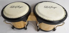 LE SAGE LESAGE BONGOS DRUMS 4" & 5" WOOD SKIN PERCUSSION SET EUC