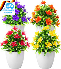 JINXIAN 4 Stück Kunstblumen Im Topf Künstliche Blumen Klein Kunstpflanze Mini Kü