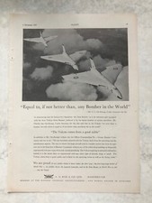 1957 Aircraft Advert AVRO AV ROE 617 SQUADRON DAM BUSTERS VULCAN DELTA BOMBER