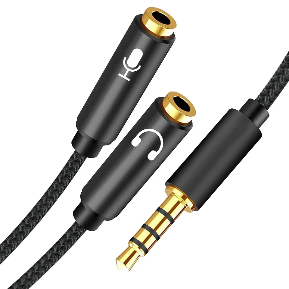 Cable adaptador de audio divisor de micrófono de 3,5 mm 4 polos para auriculares para juegos PS5 PS4 Xbox - Imagen 3 de 4