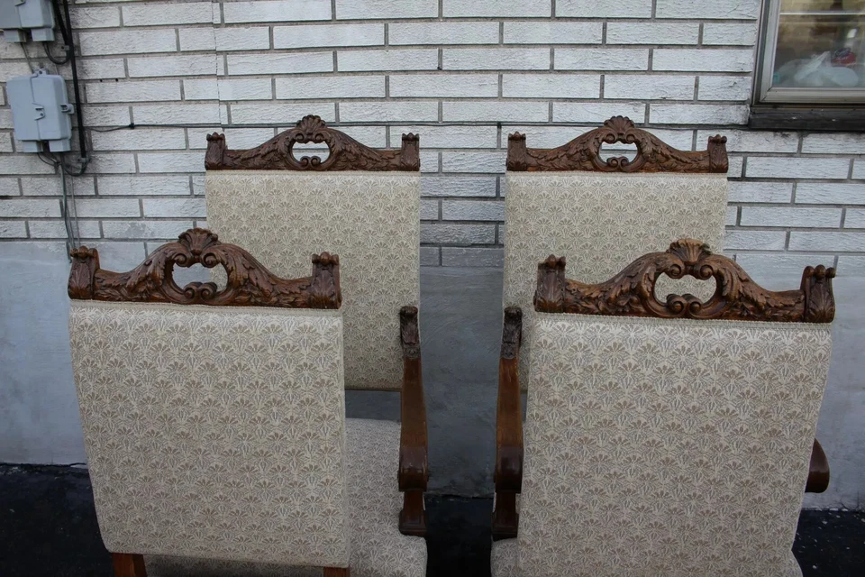 Great Set of Six American Victorian Solid Oak Dining Room Chairs, New Upholstery - Image 3 of 4