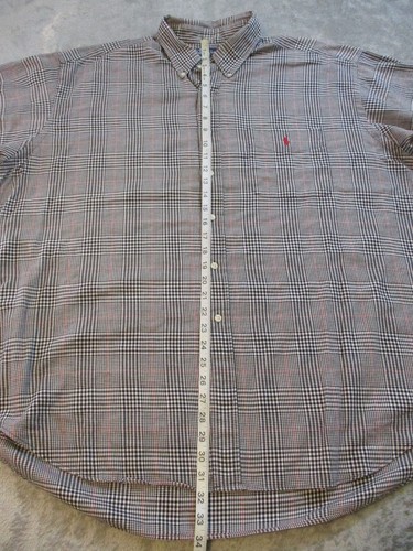 Vintage Ralph Lauren Polo Shirt Mens XXL Black Red Glenn Check Button Up Shacket - Picture 11 of 22