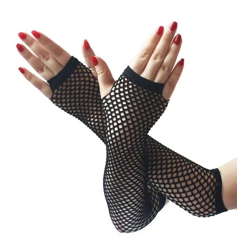 1 Pair Fashion Neon Fishnet Fingerless Long Gloves Leg Arm Cuff Party Wear Fancy - Image 4 of 4