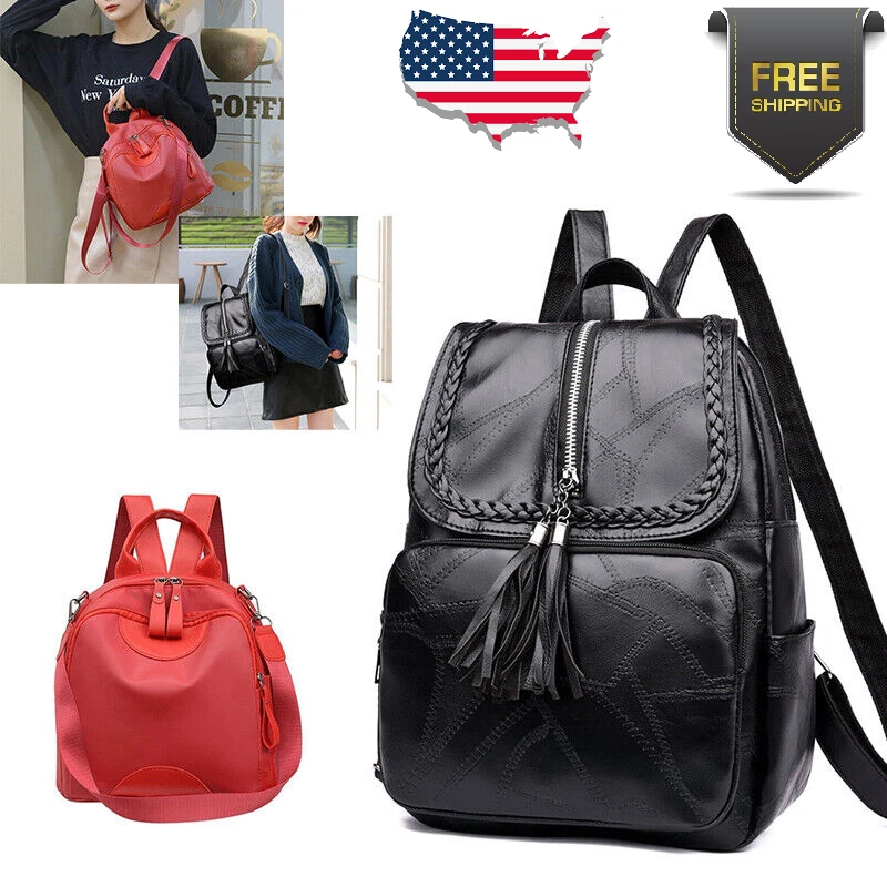 Mochila de Cuero para Mujer Bolso de Hombro para Escuela Cartera de Viaje | eBay