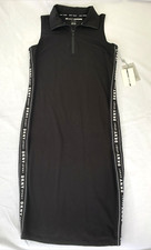 DKNY Polo Shirt Mini Dress Sz Small Black Short Sleeve Designer Logo Sport Chic