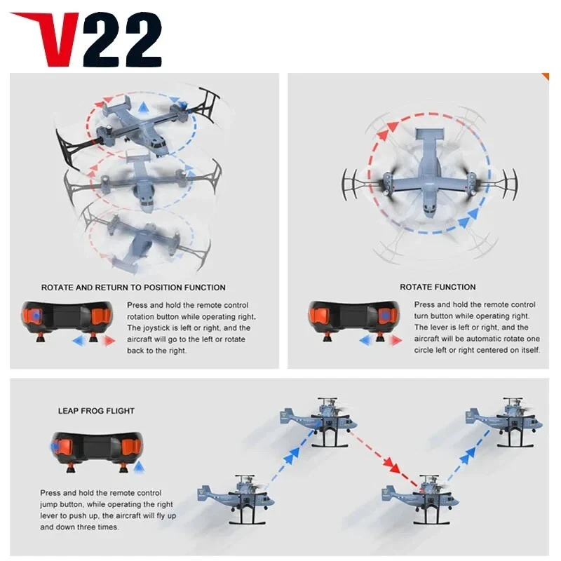 SYMA 2.4G 4CH Remote Control RC V-22 Osprey Model Military Helicopter Plane Toys - Image 3 of 4
