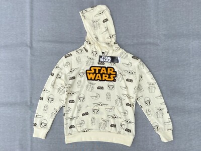 Disney Star Wars Boys M Beige Mandalorian Baby Yoda Grogu Kids Hoodie  Sweatshirt