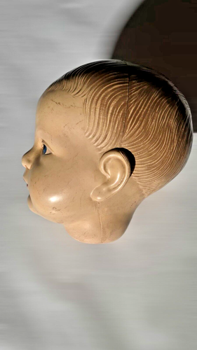 VINTAGE CELLULOID DOLL HEAD SNF FRANCE 4.50 MODE DEPOSE LARGE SIZE 6in 1920s - Picture 3 of 9