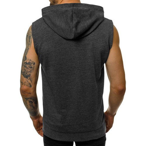 Mens Hooded Tank Top Zip Up Hoodies Vest Sport Gym Casual Sleeveless Sweatshirt - Picture 12 of 28