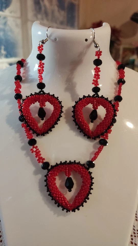 Romantica collana con cuore + orecchini abbinati. Pezzo unico - Immagine 2 di 4