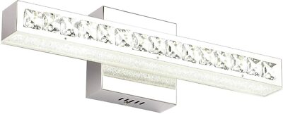 Crystal Bathroom Vanity Light Fixtures, 15.75 inch Modern 5000K Cool Light
