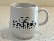 DB  DUTCH BROS Coffee Mug /  Cup with Tulip Logo - White w/Black - Very Nice!