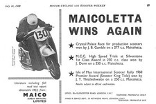 1960 Motor Cycle Advert for