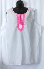 TALBOTS PLUS Slvlss White Split Nck Tunic 54 In Chest 31 In Long Sz 3X EXC