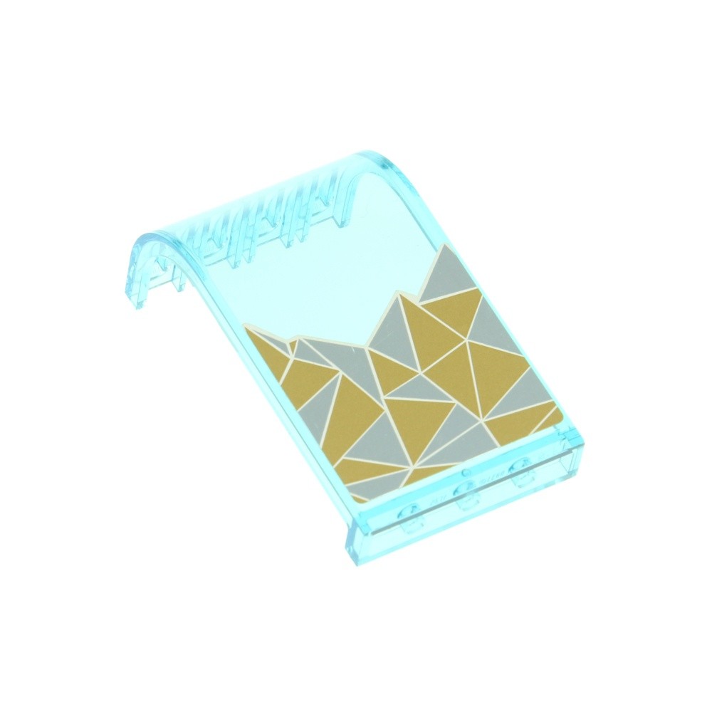 1X Lego Panel 3X4X6 Transparent Blue Curved Sticker Mosaic Pattern 2571PB10