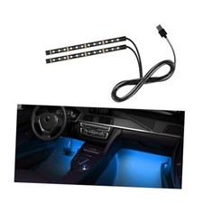 Car LED Strip Light, 24 LEDs RGB Neon Interior 24 LED, USB Port Ice Blue