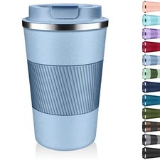 Insulated Coffee Tumbler 12 oz, Stainless Steel Coffee Mug with Lids, Travel ...