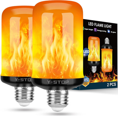 2-Pack Upgraded LED Flame Light Bulbs, E26 Base with 4 Flicker Modes & Upside-Do