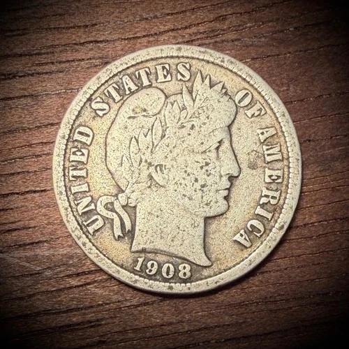 1908 D Barber Dime VG/F - Good Condition/details - Old US 90% Silver