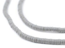 Grey Vinyl Phono Record Beads 3mm Ghana African Disk 34 Inch Strand Handmade