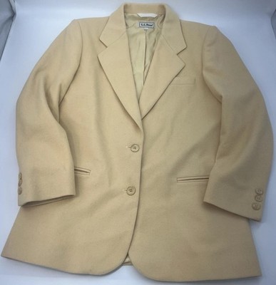 L.L. Bean Women s Yellow Blazer 80% Wool 20% Cashmere Used Excellent Condition