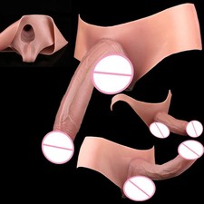 Wearable Penis Sleeve Extender Enlarger For Men Silicone Realistic Hollow Pants