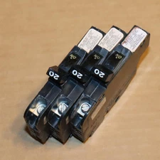 One Lot of 3 Federal Pacific FPE NC120 Thin Wafer Size 1 Pole 20 Amp Breakers