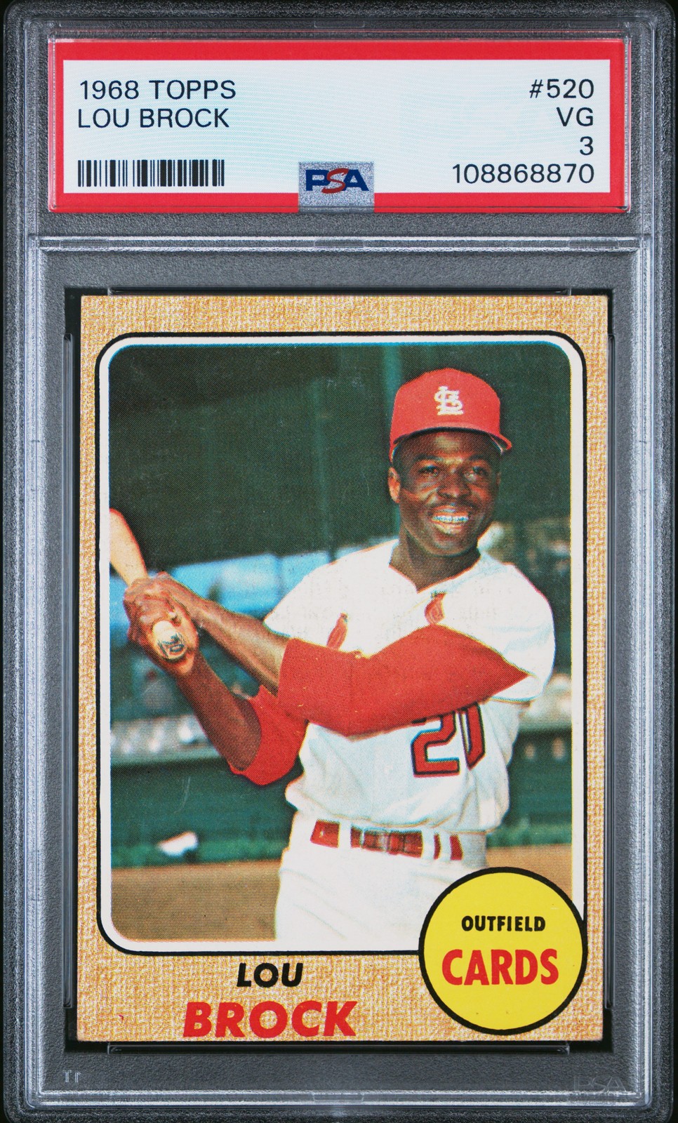 1968 TOPPS #520 LOU BROCK PSA 3