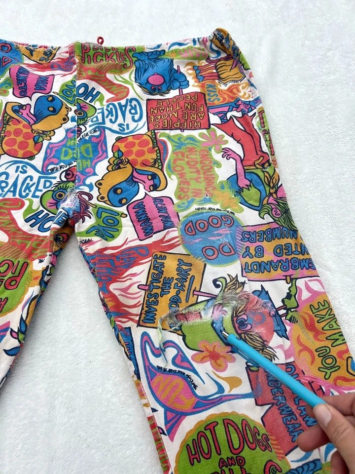 Vintage 1960’s Pop Art Cartoon Hippie Mod Pants Psychedelic Bell Bottom - Image 3 of 4