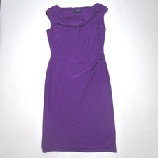 Lauren Ralph Lauren Dress Womens 4 Purple Cowl Neck Ruched Sheath Cocktail
