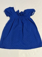 The Children's Place Girls Blue Swiss Dot Smocked A-Line Dress Knee Length 4T