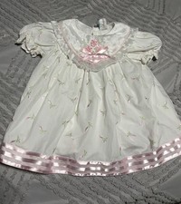 Vintage 24M 1980s  early 1990s baby/toddler dress overlay Yolk Collar Easter