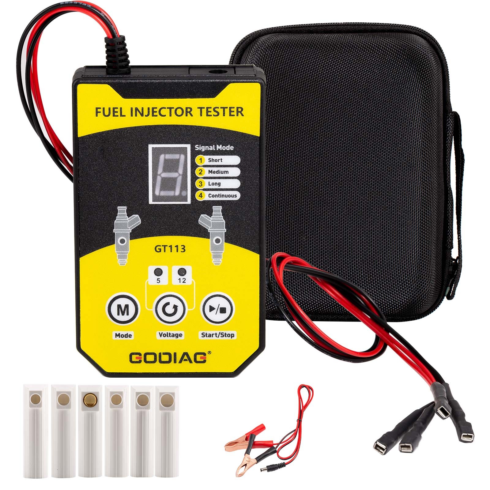 GODIAG GT113 Fuel Injector Tester&Cleaner with 6 Sizes of Adapters 8 Pulse Modes