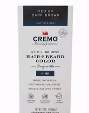 Cremo Hair & Beard Color Medium Dark Brown 2.7 fl oz Single Pack New 09