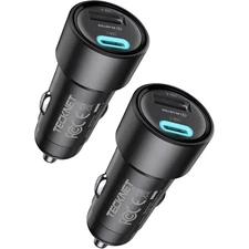 USB C Car Charger [2Pack], 48W 2-Port Cigarette Lighter Fast Chargering