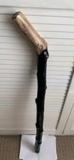 BIRCH SHILLELAGH Walking Stick 33¼” BLACK FINISH, Plain VARNISHED Sloping Handle