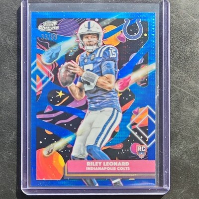 2025 Topps Chrome Cosmic Blue Moon Refractor Riley Leonard RC Colts #145 33/99