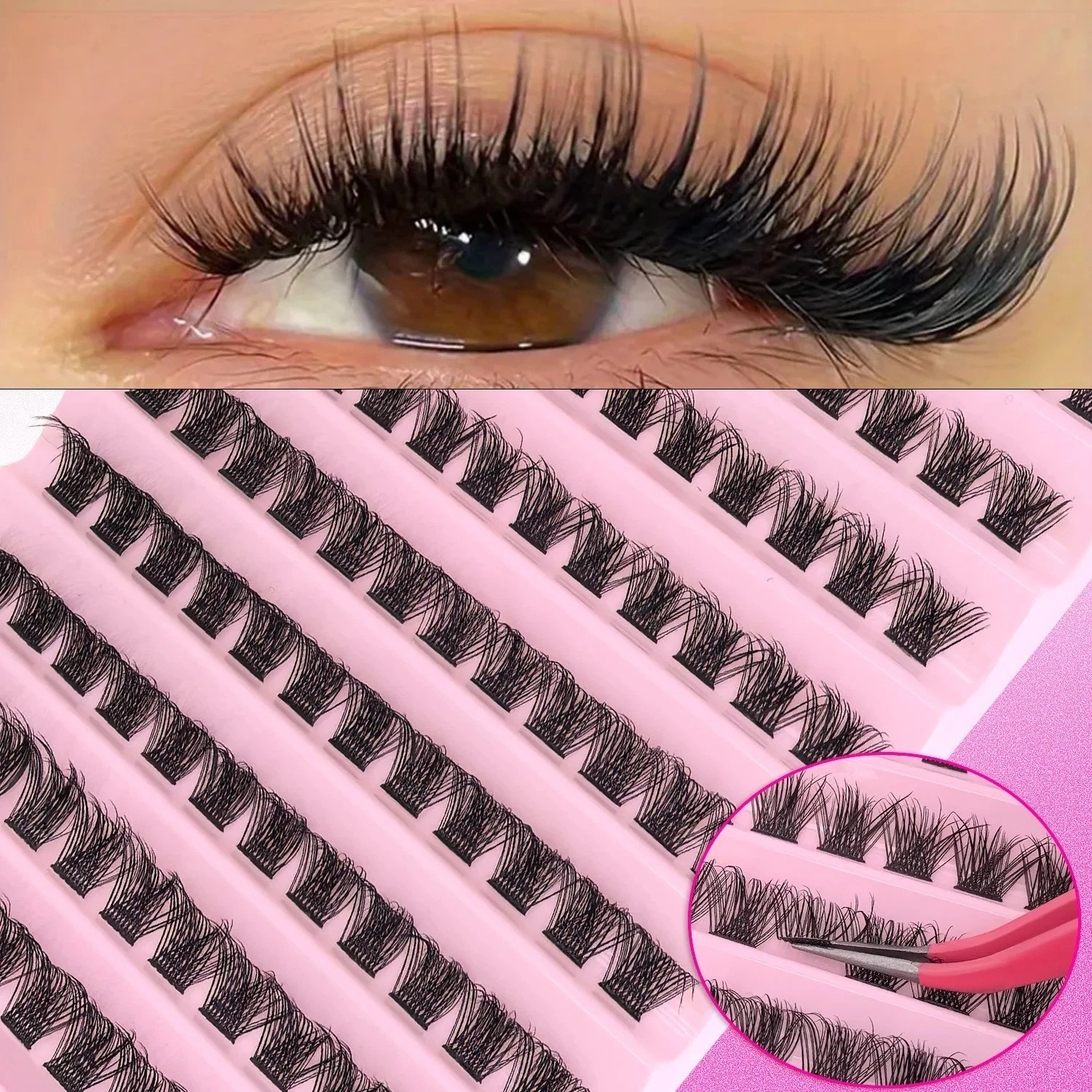 DIY Eyelash Extension Kit Individual Lash Clusters Mixed Length False Eyelashes - product detail image 6