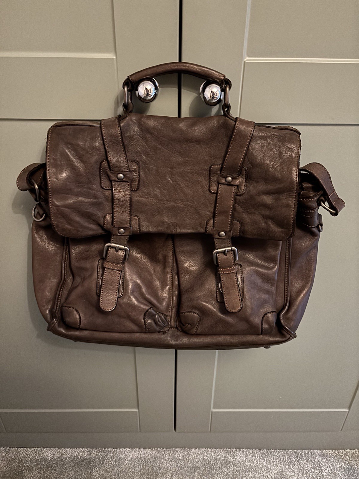 Minoronzoni 1953 Mens Genuine Leather Laptop Bag