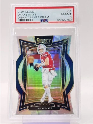 DRAKE MAYE 2024 SELECT CONCOURSE ROOKIE SILVER PRIZM DIE CUT RC PSA 8 Q3813