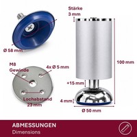 Hooz MöBelfüßE Aluminium HöHenverstellbar MöBelbeine MöBel 4/8/12Er Set 80-150Mm